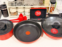 特福（Tefal）鍋具套裝百變鍋可拆卸煎炒鍋有鈦不粘鍋六件套千葉玫瑰紅 曬單實(shí)拍圖