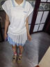 優(yōu)優(yōu)1點(diǎn)（Yoyo one）女童夏季套裝速干運動(dòng)服兒童涼感短袖大童百褶裙子網(wǎng)球羽毛球訓練 6125白藍+19027白色 150 cm 曬單實(shí)拍圖