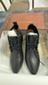 淺町全牛皮復古尖頭小短靴女新款平底靴子系帶及踝靴靴軟皮馬丁靴 黑色 37 曬單實(shí)拍圖