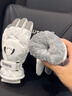 目丸滑雪手套男女士冬季可愛(ài)卡通保暖觸屏戶(hù)外騎行防風(fēng)寒防水加絨加厚 白色 曬單實(shí)拍圖