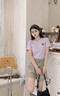 森馬（Semir）BRUNCH BROTHER聯(lián)名短袖T恤女夏季純棉刺繡圖案2026新款上衣 紫色70174 S 曬單實(shí)拍圖