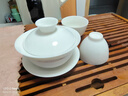 京東京造 茶杯茶具 羊脂玉陶瓷功夫茶具三才蓋碗馬蹄杯主人杯禮盒150ml 曬單實(shí)拍圖