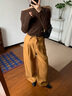 CHIC JOJO【日落收藏家】闊腿褲丨休閑褲女26夏新款寬松南瓜亞麻褲 暮橘色 M (27) 曬單實(shí)拍圖