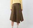 ELLE復古綿羊毛肌理感半身裙女2025冬新款優(yōu)雅氣質(zhì)毛呢a字百褶裙 深棕 【預售】 S 曬單實(shí)拍圖
