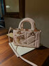 南風(fēng)Chio2nd生日禮物戴妃包手提包女高級感輕奢小拎包單肩斜挎包 淺粉色 曬單實(shí)拍圖