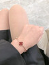 Ebonka【生日禮物】四葉草手鏈女士彩金色紅五花鍍玫瑰金18K金送女友 黃K金色（紅玉髓） 鏈長(cháng)：19cm 曬單實(shí)拍圖