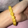 月印百川 蜜蠟手串男女款雞油黃飄花圓珠單圈手鏈附證書(shū)約9mm 曬單實(shí)拍圖