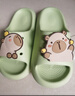 土豆屋兒童拖鞋中大童小孩室內外防滑軟底親子卡皮巴拉涼拖鞋 綠色210碼 曬單實(shí)拍圖