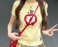 衣然呈品T恤女士夏季新款美式高街潮牌復古奶黃色蘋(píng)果刺繡圓領(lǐng)短袖上衣女 奶黃色 M 【建議90-105斤】 曬單實(shí)拍圖