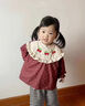 米囹寶寶罩衣防水防臟兒童春秋季圍裙公主吃飯長(cháng)袖圍兜嬰兒護衣吃飯兜 【櫻桃咖色裙】110 (建議身高90-100cm) 曬單實(shí)拍圖