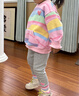 JELLYBABY【彩虹條紋衛衣衛褲套裝】深秋女童發(fā)熱衛衣+打底褲中童 曬單實(shí)拍圖