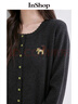 InShop【商場(chǎng)同款】新款女簡(jiǎn)約個(gè)性撞色毛衣外套刺繡百搭長(cháng)袖上衣 深灰色 均碼 曬單實(shí)拍圖