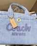 蔻馳（COACH）女士CARGO 20號丹寧色托特包斜挎包通勤女包 B4/靛藍色 曬單實(shí)拍圖