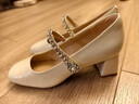 百麗（Belle）白月光瑪麗珍鞋女26春商場(chǎng)款牛皮高跟單鞋F1Y1DAQ6預售 米白 5.5cm跟高 36 曬單實(shí)拍圖