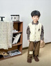 G.duck小黃鴨童裝男童套裝春裝2026新款嬰幼兒童馬甲毛衣襯衫男寶寶衣服 米色三件套 90 建議1~2歲【80-90cm】cm 曬單實(shí)拍圖