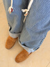 UR2026春季新款女裝休閑腰帶條紋卷邊彎刀牛仔長(cháng)褲UYL860053 藍色條紋 26 曬單實(shí)拍圖
