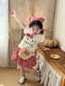 優(yōu)奇女童夏裝套裝洋氣兒童短袖短褲分體兩件套夏天女寶寶衣服夏季新款 紅格子 90 曬單實(shí)拍圖