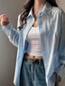浪莎純棉打底襯衫女莫蘭迪出勤防曬長(cháng)袖秋季薄款百搭氣質(zhì)上衣外套 曬單實(shí)拍圖