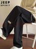 JEEP SPIRIT吉普褲子男士休閑褲男春秋季寬松直筒運動(dòng)衛長(cháng)褲 黑色 L 曬單實(shí)拍圖