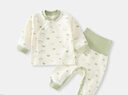 哈趣猴寶寶純棉保暖內衣分體套裝春秋款高腰護肚褲新生兒兒童打底衣睡衣 蒲公英綠色 73 【建議66-73cm，16-19斤寶寶】 曬單實(shí)拍圖