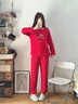 媞妮歐（DINIO）紅色女睡衣春秋純棉2026馬年新款大碼胖mm秋冬款本命年家居服套裝 曬單實(shí)拍圖