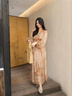 鹿王戀雪高端真絲長(cháng)袖連衣裙女春秋季2026年新款洋氣時(shí)尚輕奢桑蠶絲長(cháng)裙子 咖粉色 2XL 曬單實(shí)拍圖