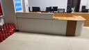 收銀臺轉角公司前臺接待臺輕奢吧臺商用工作臺服裝店收款臺柜臺桌 胡桃木格柵+白色【右高】 320x60x100cm 曬單實(shí)拍圖