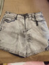 日著(zhù)原創(chuàng  )設計女裝2024夏季新款斑駁感寬松做舊刺繡純棉牛仔短褲子 影灰 M 曬單實(shí)拍圖
