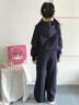 巴布豆女童套裝春季新款中大童百搭連帽兩件套兒童運動(dòng)服寬松舒適童裝 藏藍 投影小麗X 170 曬單實(shí)拍圖