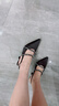CHARLES&KEITH亮鉆一字帶尖頭包頭復古高跟涼鞋婚鞋子女鞋生日禮物CK1-61720199 BLACK TEXTURED黑色紋理 36 曬單實(shí)拍圖