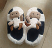 細細條（XIXITIAO）情侶可愛(ài)小奶牛棉拖鞋秋冬季男女士居家親子保暖毛毛拖鞋 全包跟款白色 44-45（適合43-44的腳） 曬單實(shí)拍圖