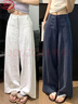 浪莎棉麻西裝褲女春秋季2026新款高腰老錢(qián)風(fēng)直筒休閑亞麻苧麻闊腿褲子 曬單實(shí)拍圖