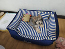 主子家 狗窩貓窩 小型中型犬泰迪狗床狗墊子 四季防水可拆洗車(chē)載寵物窩 海軍條紋-深藍 M（ 58*45*20）15內斤寵物 曬單實(shí)拍圖