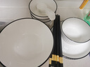 唯銘諾陶瓷碗餐具整套家用碗碟套裝碗筷套裝碗盤(pán)餐具盤(pán)子大湯碗豎紋15頭 曬單實(shí)拍圖