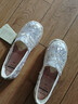 快樂(lè )瑪麗（J&M）董璇同款漁夫鞋女夏季鏤空透氣布鞋休閑一腳蹬平底單鞋 銀色 37 曬單實(shí)拍圖