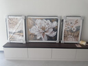 水競手繪油畫(huà)高級感客廳三聯(lián)畫(huà)抽象花卉沙發(fā)背景墻掛畫(huà)2025新款輕奢風(fēng) 摩登黑（鋁合金框） 50*70*2+90*70搭2.6-3.2m沙發(fā) 咨詢(xún)客服 免費全屋配畫(huà) 曬單實(shí)拍圖