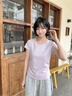 森馬（Semir）短袖t恤女26夏季短款圓領(lǐng)打底衫正肩收腰顯瘦V領(lǐng)內搭109326100003 曬單實(shí)拍圖