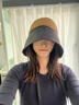 正黛防曬漁夫帽子女夏季大帽檐防紫外線(xiàn)遮陽(yáng)帽顯臉小戶(hù)外草編太陽(yáng)帽 卡其草編黑色布 M（56-58cm） 曬單實(shí)拍圖