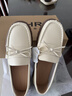 ZHR樂(lè )福鞋女春秋真牛皮蝴蝶結單鞋女通勤軟底媽媽女鞋 BT37 米色38 曬單實(shí)拍圖