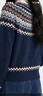 【京東直采】羊毛混紡半拉鏈費爾島提花針織衫女26春新款羊毛衫 藏青色 L 體重【120-135斤】 曬單實(shí)拍圖