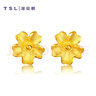 謝瑞麟（TSL）黃金耳釘磨砂朱槿花朵足金耳飾YM352 約0.75g生日 曬單實(shí)拍圖