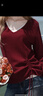 三彩2025秋季新款假兩件針織衫V領(lǐng)毛衫長(cháng)袖套頭休閑M 酒紅 M 160/84A 曬單實(shí)拍圖