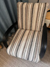 MOREHOUSE中古風(fēng)伯克休閑椅復古客廳布藝躺椅設計師臥室單人沙發(fā)椅 原版條紋機織棉麻布 白蠟木框架+炭黑色 曬單實(shí)拍圖