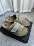 HELEON【意大利牛反絨】 勃肯一字拖軟木拖鞋魔術(shù)貼外穿防滑休閑涼鞋 灰棕色 41 男碼 曬單實(shí)拍圖