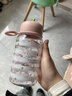 聚莜家塑料水杯女生高顏值夏季滿(mǎn)天星貓咪喝水杯學(xué)生便攜小巧口袋蘋(píng)果杯 粉色蘋(píng)果滿(mǎn)天星貓咪直飲塑料杯 曬單實(shí)拍圖