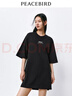太平鳥(niǎo)女裝高級感T恤裙2024夏設計感抽繩連衣裙潮流寬松短裙 黑色 M 曬單實(shí)拍圖