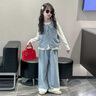 G.duck小黃鴨童裝女童秋裝套裝兒童衣服中大童春秋款牛仔三件套女孩秋裝 打底衫 120 建議110-120cm6-7歲cm 曬單實(shí)拍圖