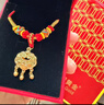 中國黃金（CHINA GOLD）黃金福字金鎖項鏈寶寶套裝足金長(cháng)命平安鎖吊墜嬰兒金飾周歲禮物 【今/次日達】平安鎖項鏈【紅繩】約0.8g 曬單實(shí)拍圖