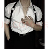 奢依君（SHEYIJUN）禁慾欲系男裝 英倫雅痞襯衫SM感痞帥炸街白趣長(cháng)袖背帶潮 黑色肩帶(不含衣服) 均碼 曬單實(shí)拍圖