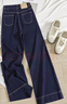 她池高腰寬松闊腿牛仔褲女2026春裝新款港風(fēng)復古休閑長(cháng)褲 曬單實(shí)拍圖